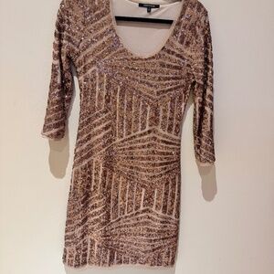 WOW Couture Sequin Mini Dress in Rose Gold